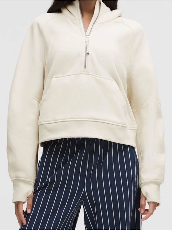 lululemon athletica Tops - lululemon athletica Cream Half-Zip Hooded Sweatshirt